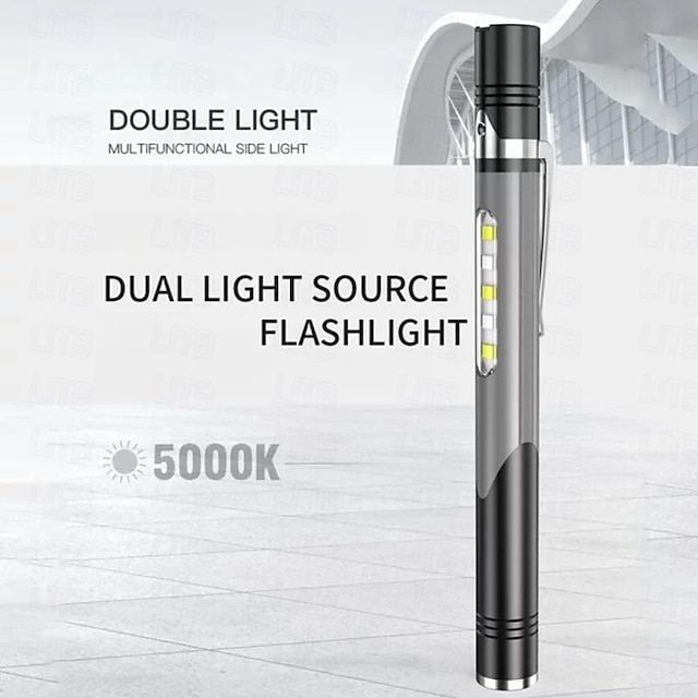  LED Mini Portable Pen Light USB Rechargeable Work Light Strong 3-Light Source Household Pen Flashlight