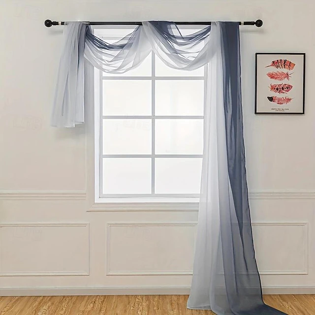Valentine's Day Luxury Window Scarf Sheer Voile Elegant Topper Long Window Valance Solid Window Treatment Swags Drapes for Window Ceremony Wedding Canopy Bed 37