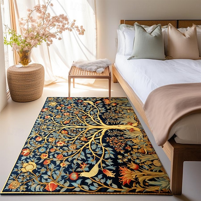  Inspiriert von William Morris, Teppich, Küchenmatte, rutschfeste, ölbeständige Bodenmatte, Wohnzimmerteppich, Innen- und Außenmatte, Schlafzimmerdekoration, Badezimmermatte, Eingangsteppich,