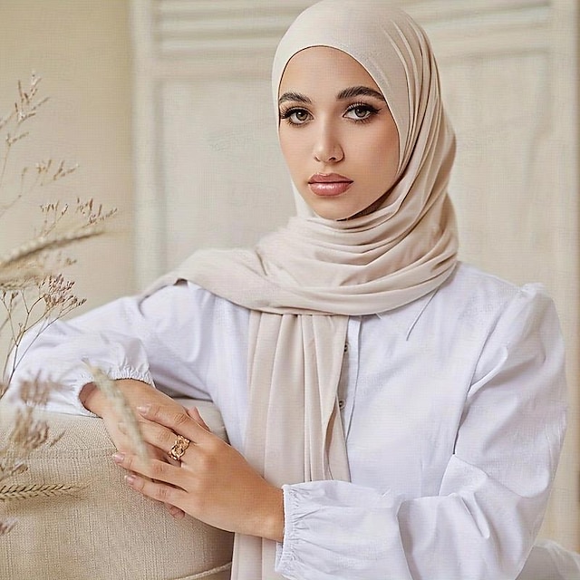 בגדי ריקוד נשים שאלים צעיפי חיג'אב Arabic הערבי מוסלמי רמדאן צבע אחיד מבוגרים צעיף