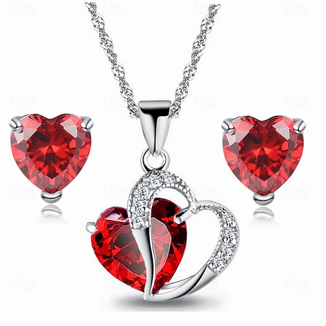  modny zestaw biżuterii dla panny młodej nowy mikro zestaw kryształowy naszyjnik z cyrkonią w kształcie serca zestaw kolczyków