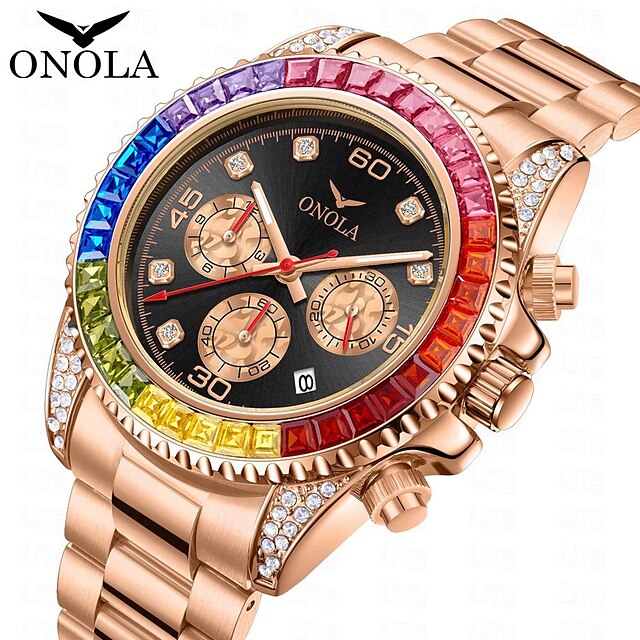  Onola hommes montre à quartz mode décontracté affaires montre-bracelet calendrier lumineux étanche décoration montre en acier