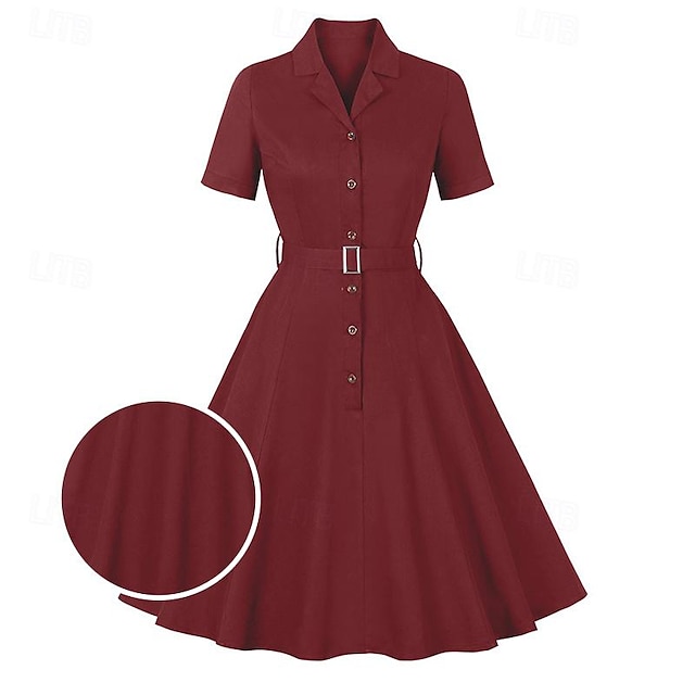  Retro / vintage 1950-tallet Vintage kjole Cocktailkjole Swing kjole Flare kjole Dame Maskerade Fest / aften Utdrikningslag Voksne Kjole Hjemkomstkjoler