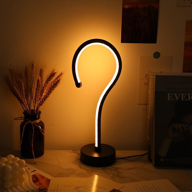  Lámpara de mesa moderna y contemporánea alimentada por USB para dormitorio. <5v negro