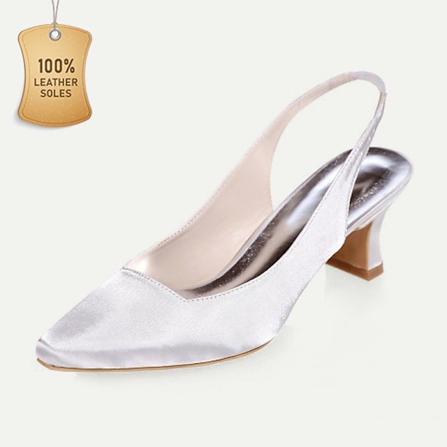  Női Esküvői cipők Slingback Menyasszonyi cipők Vastag sarok Szögletes orrú minimalizmus Szatén Rugalmas szalag Fekete Fehér Kristály