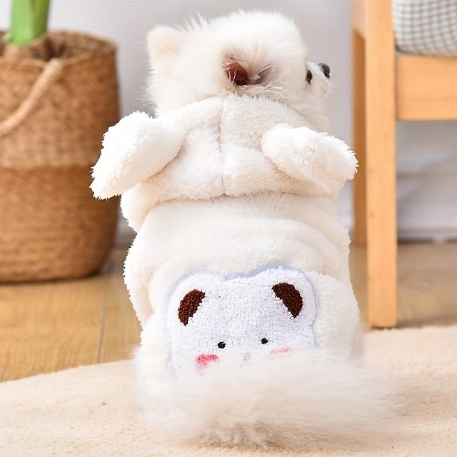  Dog Cat Hoodie Fashion Cute Outdoor Sports Winter Dog Clothes Puppy Clothes Dog Outfits Warm Beige Costume for Girl and Boy Dog Plush XS S M L XL