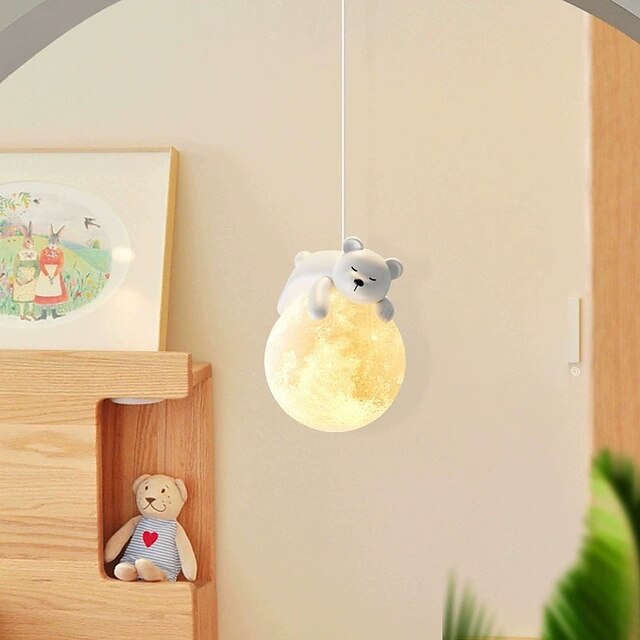  led závěsná svítidla kreativní malý medvěd 3 barva světla 15 cm ložnice u postele moderní dětský pokoj lustr domácí dekorace závěsné svítidlo svítidlo ostrov design pryskyřice lakované povrchy 85-265v