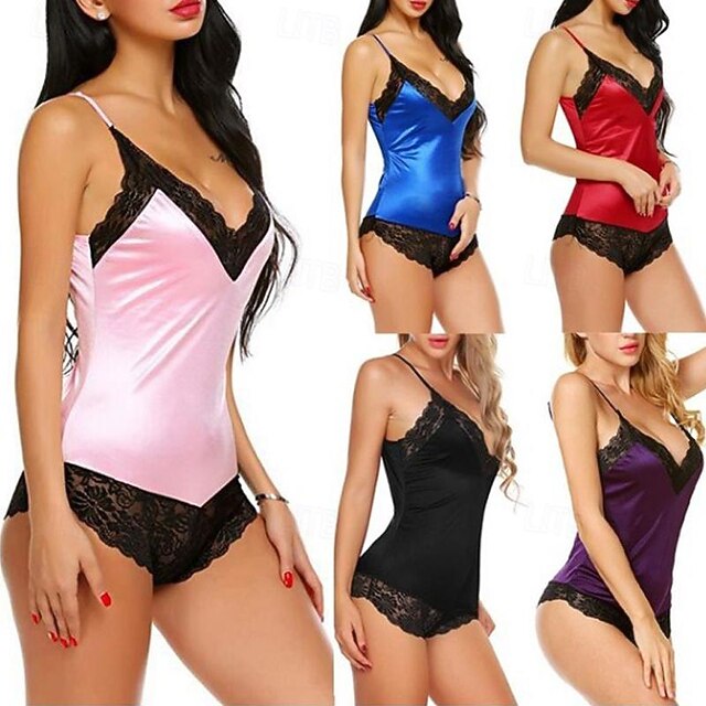 Women's Valentine Night Dress Sexy Lingerie Lace Backless Sexy Erotic Bodies Nightwear Color Block Hot Comfort Soft Home Breathable Home Outfits Date Night Outfit 7