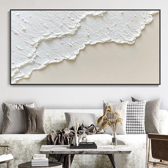 Hand-painted Minimalist Ocean Painting on Canvas 3D Textured Wall Art ...