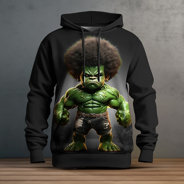  Herr Grafisk Tecknat Huvtröja Huvtröjor Tröja Mode Dagligen Långärmad Huva Semester Utomhussport Helgdag Svart Marinblå Mönster Framficka Vår & Höst Designer