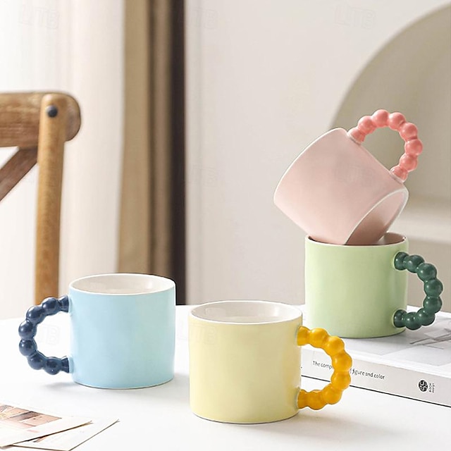  tasse à café en céramique, conception créative mignonne de poignée de gourde de tasse verticale, adaptée au bureau et à la maison, va au lave-vaisselle, au micro-ondes, 12 oz/350 ml de lait de thé au