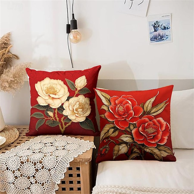  Floral Pattern 1PC Throw Pillow Covers Multiple Size Coastal Outdoor Decorative Pillows Soft  Cushion Cases for Couch Sofa Bed Home Decor