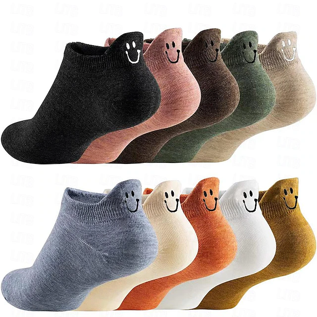 10 Pairs Women's Ankle Socks Low Cut Socks Work Daily Holiday Retro Cotton Simple Classic Casual Elastic Casual Sports Socks 10