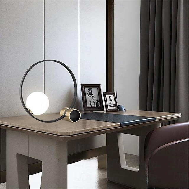  LED Table Lamp 3 Light Color Table Lamp Multi-shade LED Modern Contemporary DC Powered for Bedroom Modern Contemporary Table Lamp Bedside Table Lamp Minimalist Bedside Table Lamp Modern Bedside Lamp with Glass Ball and Metal Ring 110-240V