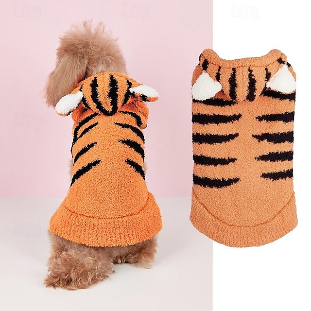  vestiti stravaganti e giocosi per Halloween con orecchie da tigre, orsacchiotto schnauzer arancione e vestito mutaforma da gatto
