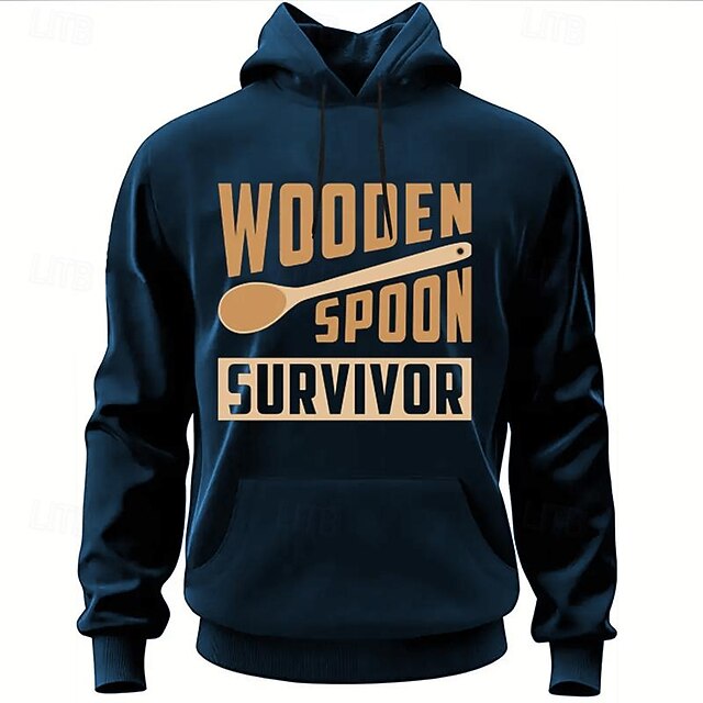 Men's Graphic Letter Hoodie Hoodies Sweatshirt Fashion Daily Long Sleeve Hooded Vacation Sports Outdoor Holiday Black Navy Blue Print Front Pocket Spring & Fall Designer 9