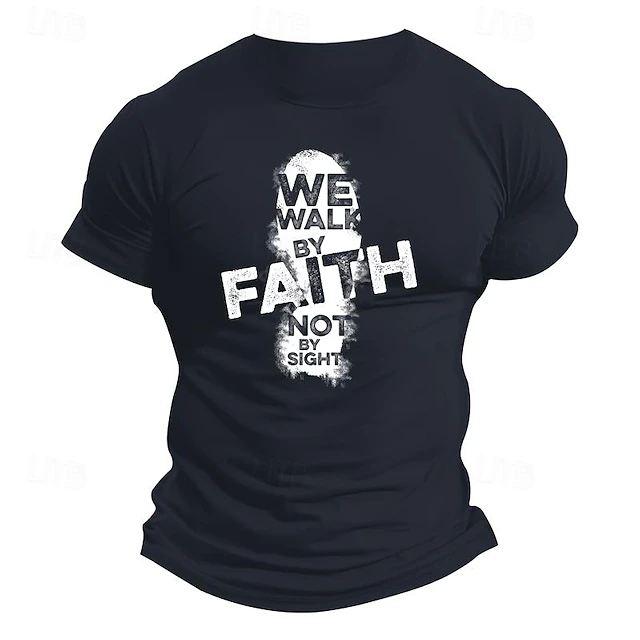 Men's Faith T Shirt Tee Top Cotton Short Sleeve Graphic Shirt Black White Red Comfortable Tee Street Sports Outdoor Fashion Designer Clothing 11