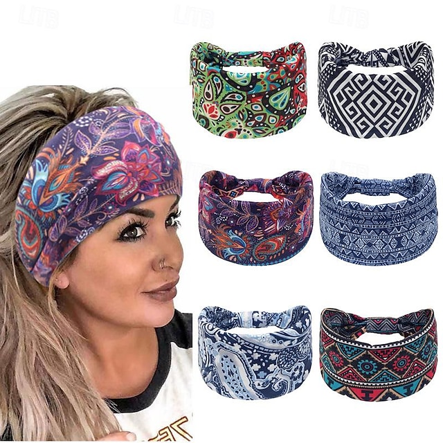  elastische Stirnbänder für Damen, breite Krempe, schweißabsorbierende Stirnbänder, bedruckte Kopftücher, Sport-Stirnbänder, Yoga-Stirnbänder