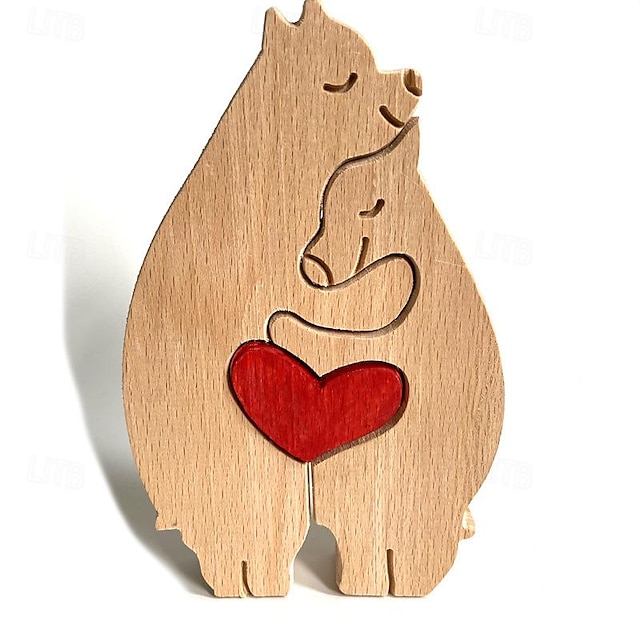  anyák napi fa dekoráció sorozat állat nyúl családi elefánt szív alakú tömörfa dekoráció