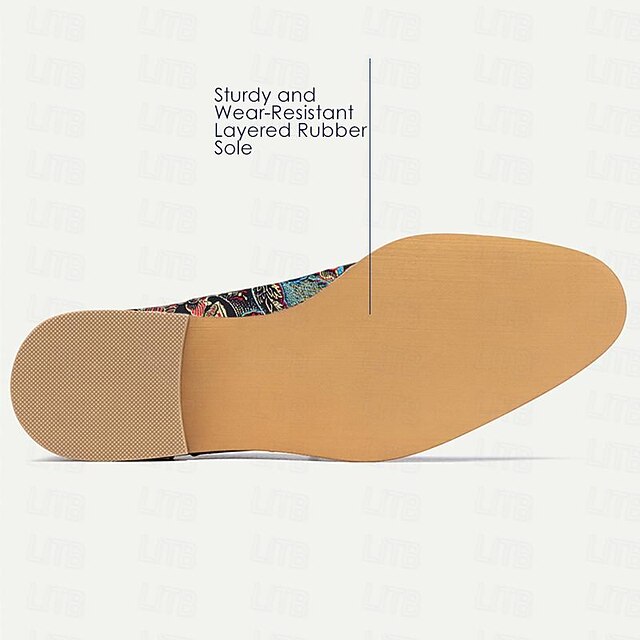 Stylish Dress Shoes For Men 2026.Men's Jacquard Fabric Floral Pattern Lace-Up Oxford Shoes with Leather ...