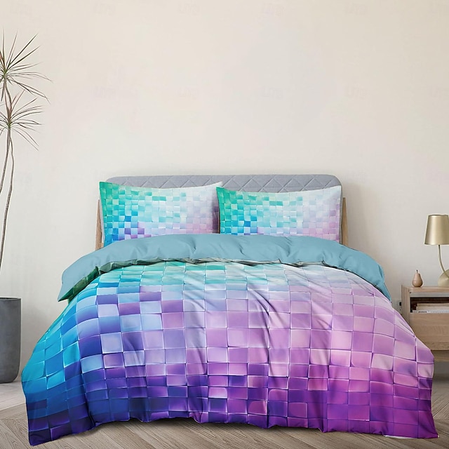  Geometric Pattern Duvet Cover Set Set Soft 3-Piece Luxury Cotton Bedding Set Home Decor Gift King Queen Duvet Cover