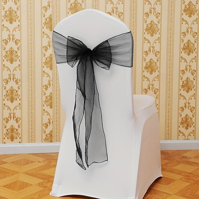  1pc Chair Sashes Bows Wedding Celebrations Banquets Restaurants Hotels Chair Back Decorations Home Decor