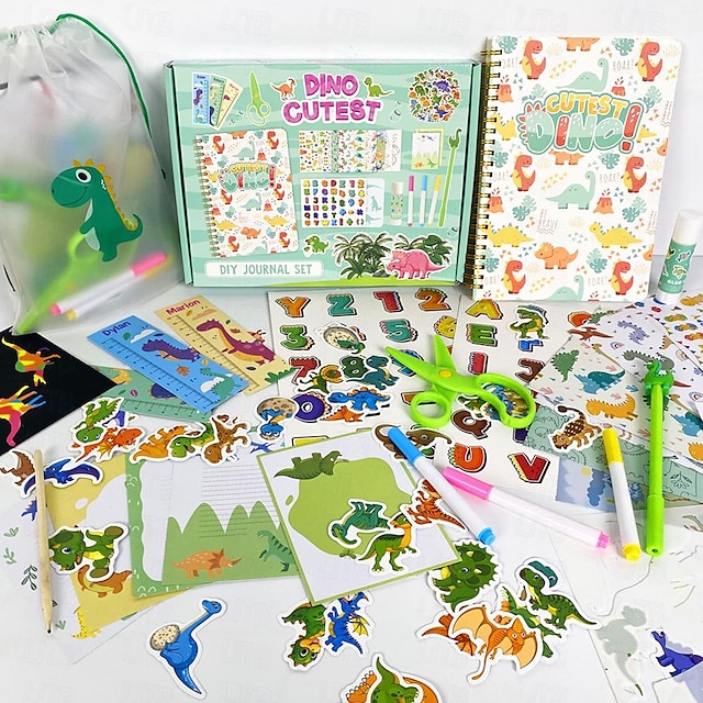  Diy-Tagebuchmaterial, Cartoon-Dinosaurier-Aufkleber, Kindertagebücher, Sammelalben, Handbücher