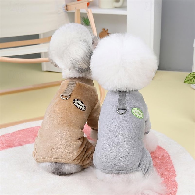  Dog Cat Sweater Letter & Number Casual Daily Simple Style Dailywear Casual Daily Winter Dog Clothes Puppy Clothes Dog Outfits Breathable Khaki Grey Costume for Girl and Boy Dog Flannel Fabric XS S M