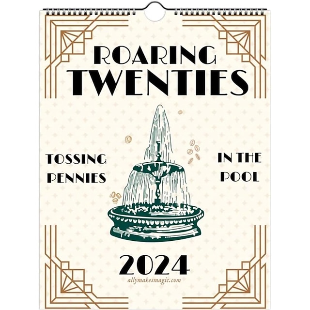  2024 Goldener Zwanziger-Kalender, positive Zitate, Wandkalender mit lustigen Zitaten, humorvoller Wandkalender