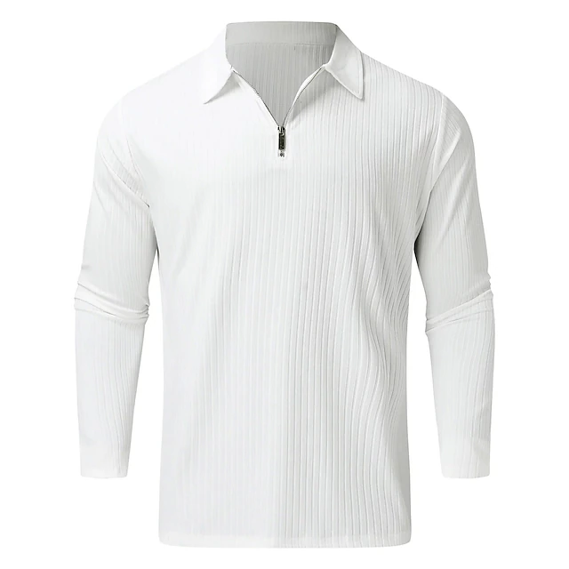 Men's Polo Golf Shirt Casual Quarter Zip Long Sleeve Fashion Casual ...
