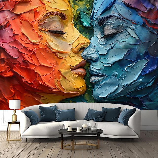  Juin Mois de la Fierté Peinture au Couteau Mois de la Fierté Gay LGBTQ LGBT Tapisserie Suspendue Décoration Extérieure Joyeuse Fête