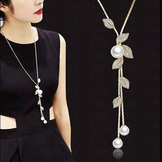  koreansk version av höst och vinter kristall tröja kedja halsband grossist high-end kvinnors långa kedja mångsidig tofs pärlhänge med tillbehör