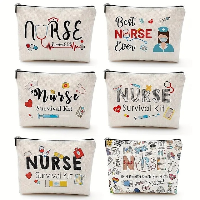  sykepleier overlevelsessett sykepleier utøver gaver sykepleie sminkeposer kosmetisk morsom reisepose veske for kvinner sykepleiere utøver rekvisita