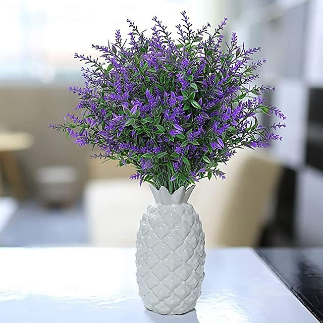  keinotekoinen laventelin kukka 7 oksaa väärennöskasvi tekolaventeli tekokukka kotiin lähtee todenmukainen simuloitu eloisa koristeellinen 8kpl