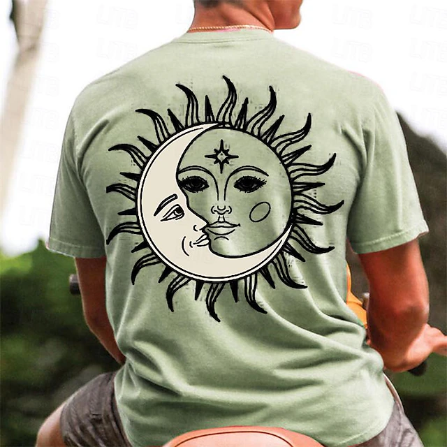 Men's Graphic Moon Sun T Shirt Short Sleeve T shirt 3D Print Crew Neck Shirt Daily Designer Casual Sports Outdoor Holiday Going out Blue Green Khaki Spring & Summer Clothing Apparel S M L XL 2XL 3XL 8