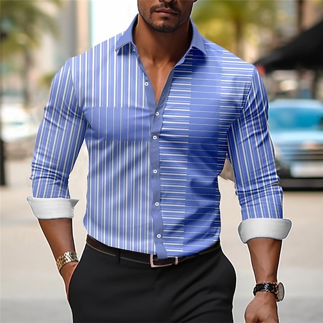  Ταινία Business Casual Ανδρικά Εκτυπωμένα πουκάμισα ΕΞΩΤΕΡΙΚΟΥ ΧΩΡΟΥ Φορέστε στη δουλειά Καθημερινά Ρούχα Ανοιξη καλοκαίρι Απορρίπτω Μακρυμάνικο Θαλασσί, Βυσσινί, Μπλε Απαλό Τ, M, L