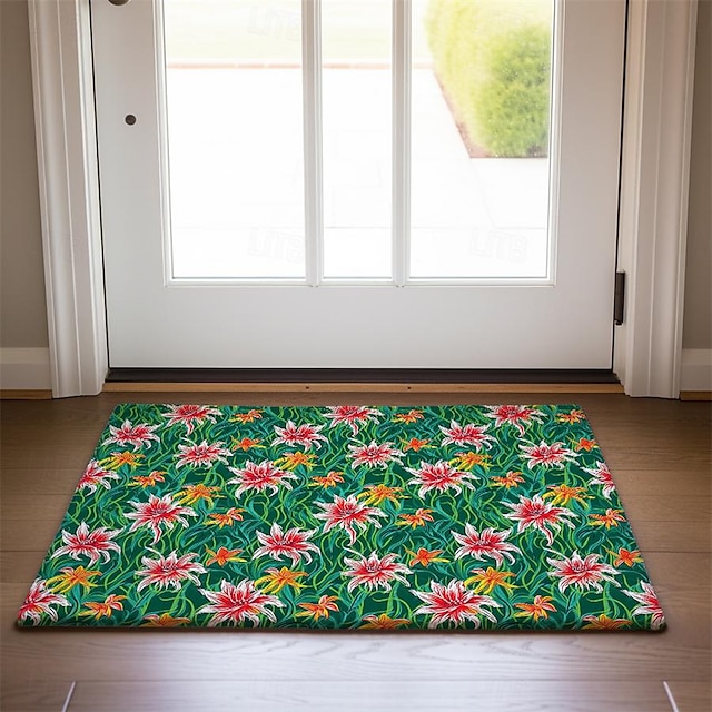  abstrakt blommig dörrmatta halkfri oljesäker matta inomhus utomhusmatta sovrumsinredning badrumsmatta entrématta dörrmatta