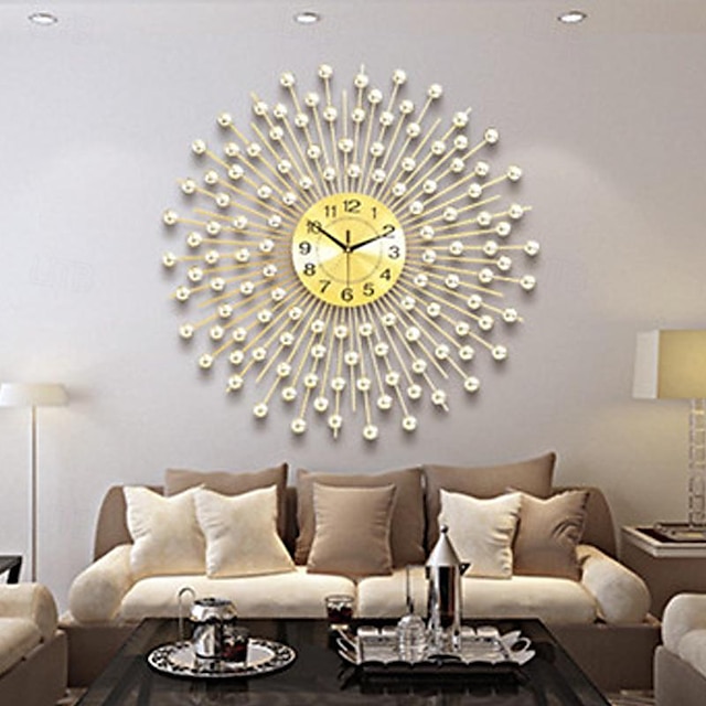  Large Wall Clock Metal Decorative Silent Non-Ticking Big Clocks Modern Home Decorations for Living Room Bedroom Dining Room Office