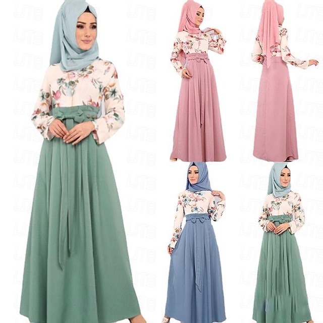  Women's Dress Abaya Dubai Islamic Arabic Arabian Muslim Ramadan Floral Adults' Dress