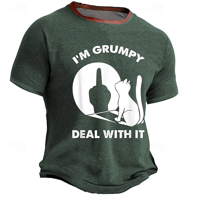 Men's Graphic Animal Cat T Shirt Short Sleeve T shirt 3D Print Crew Neck Shirt Daily Designer Casual Sports Outdoor Holiday Going out Navy Blue Army Green Dark Blue Spring & Summer Clothing Apparel S 8