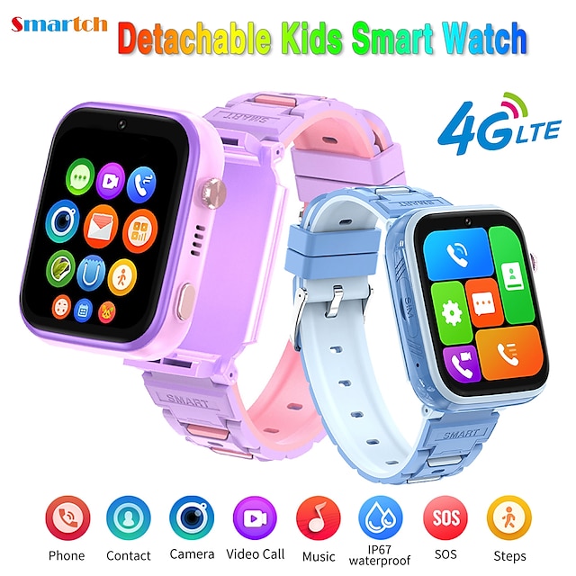  696 T45AB Smart klocka 1.83 tum Smart Watch Phone 4G LTE Blåtand Stegräknare Samtalspåminnelse Kompatibel med Android iOS Barn Handsfreesamtal Kamera Meddelandepåminnelse IP 67 44mm klockfodral