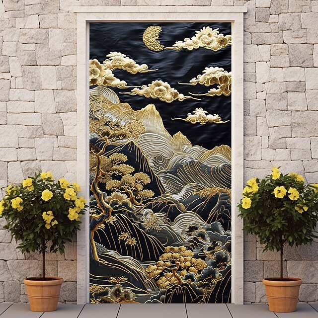 Painting Crane Door Covers Door Tapestry Door Curtain Decoration