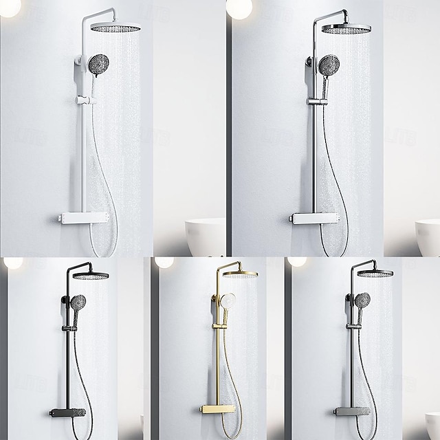  Zuhany rendszer / Termosztatikus keverő szelep Készlet - Kézi zuhanyzót tartalmaz Többpermet spray Vízesés Kortárs Galvanizált Külső foglalat Kerámiaszelep Bath Shower Mixer Taps