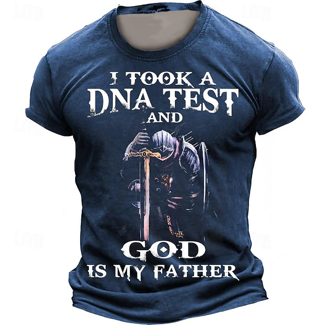 Men's Graphic God is My Father T Shirt Short Sleeve T shirt 3D Print Crew Neck Shirt Daily Designer Street Style Sports Outdoor Holiday Going out Black Navy Blue Brown Spring & Summer Clothing Apparel 10