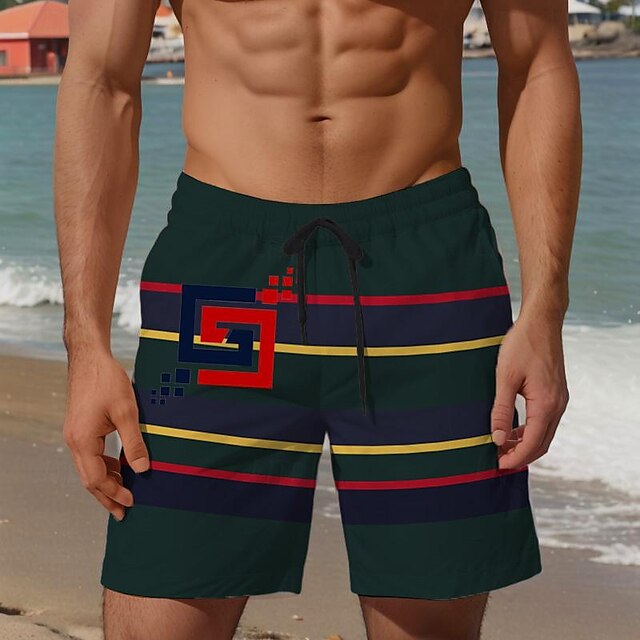  Homme Rayure Shorts de bain Shorts de Surf Caleçons de Bain Taille Moyenne Vacances Hawaïen Style de villégiature Vacances Fête Plage Cordon de serrage avec doublure en mesh Taille Élastique Designer
