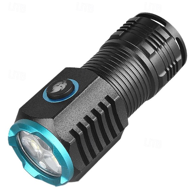  Lampe de poche à pouce monstre à trois yeux 2000lm, mini flash super puissant 20w avec batterie rechargeable 1500mah, lampe de secours usb type-c p50
