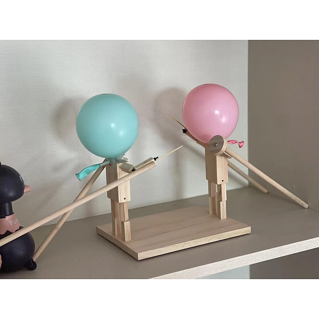 Handmade Wooden Fencing Puppets,Balloon Bamboo Man Battle Game for 2 ...