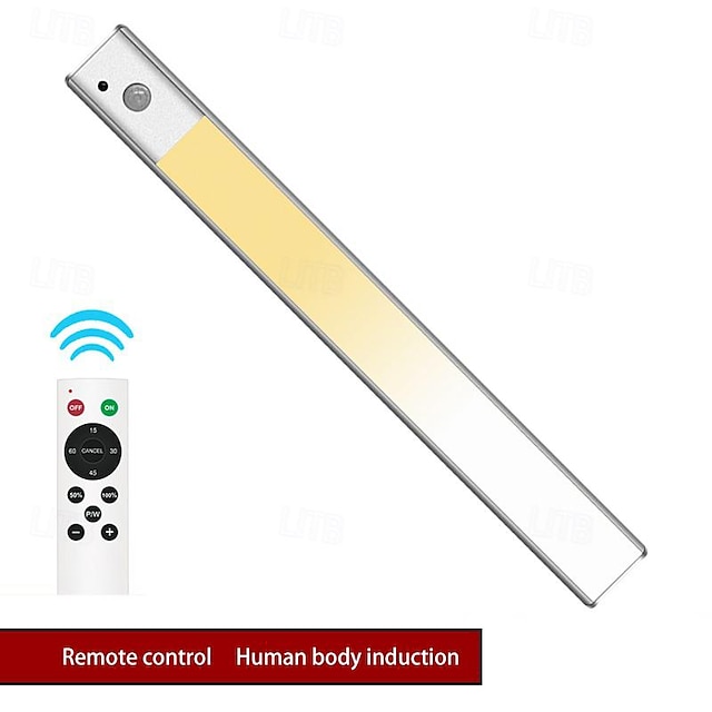 led sensor skåp ljus med fjärrkontroll magnetisk dimbar mjukt ljus vägglampa mänsklig kropp sensor induktion