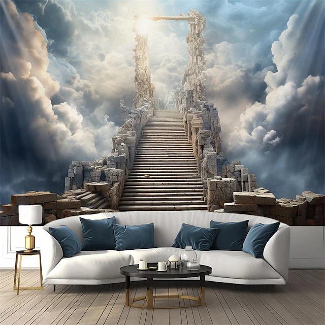 Ladder to Heaven Hanging Tapestry Wall Art Large Tapestry Mural Decor Photograph Backdrop Blanket Curtain Home Bedroom Living Room Decoration 16