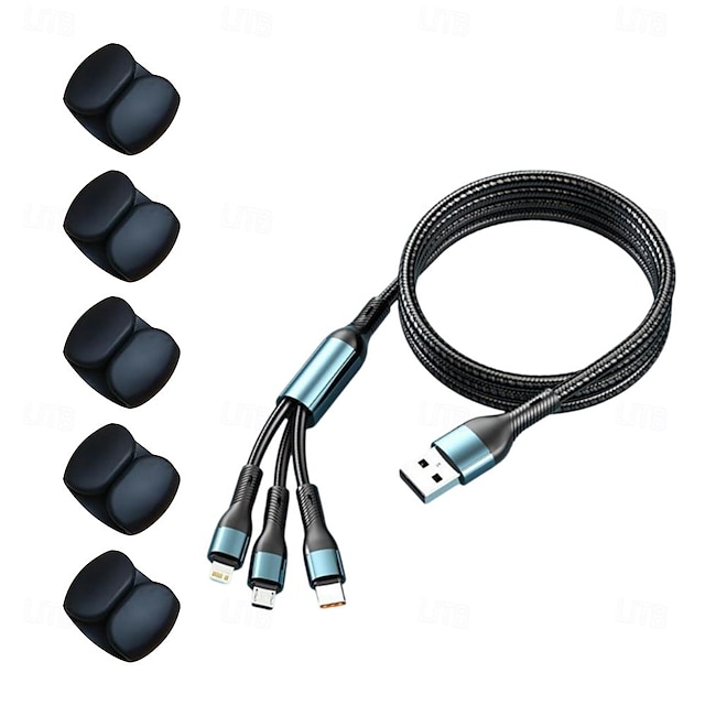  Set aus Ladekabel und Kabel-Organizer, 120 W USB C 3-in-1-Ladekabel Micro-USB Typ-C mehrere Mobiltelefon-Schnellladekabel für iPhone 15 14 Samsung Huawei Datenkabel